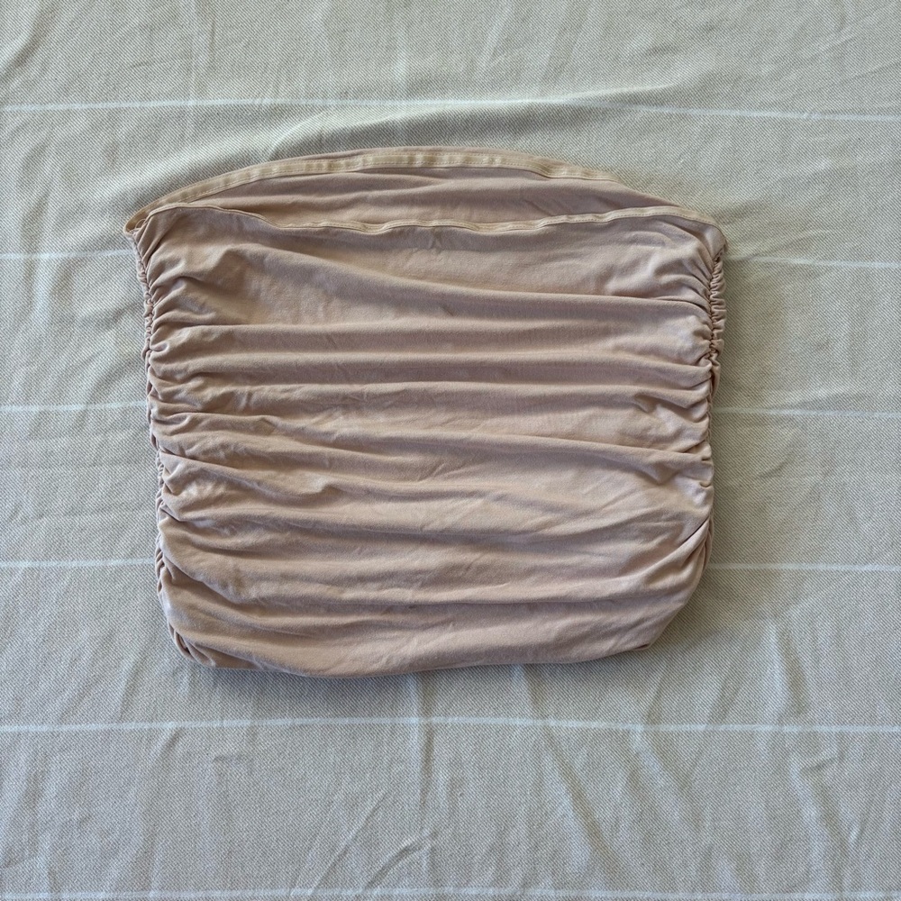 Cream/Tan Ruched Tube Top - Picture 2 of 3